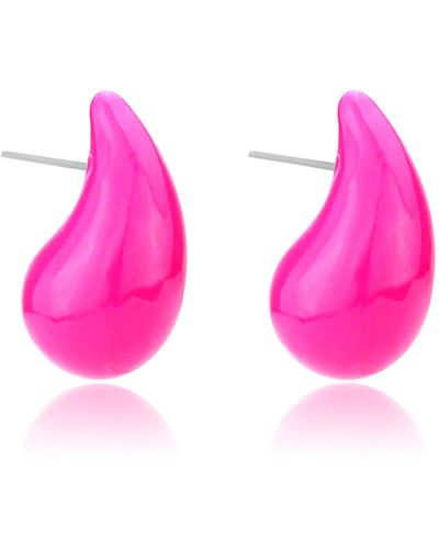 SHYMI Large Enamel Tear Drop Earrings - Pink