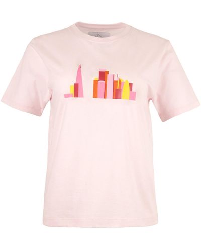 blonde gone rogue London Sky Graphic Print Organic Cotton T-shirt In Pink