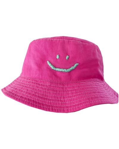 Quillattire Pink Unisex Smiley Face Bucket Hat