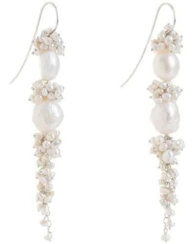 freya rose Silver Baroque Pearl Long Drops - White