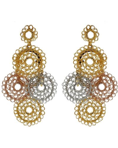 Lavish by Tricia Milaneze Trio Gold Mix Juliette Handmade Crochet Earrings - Metallic