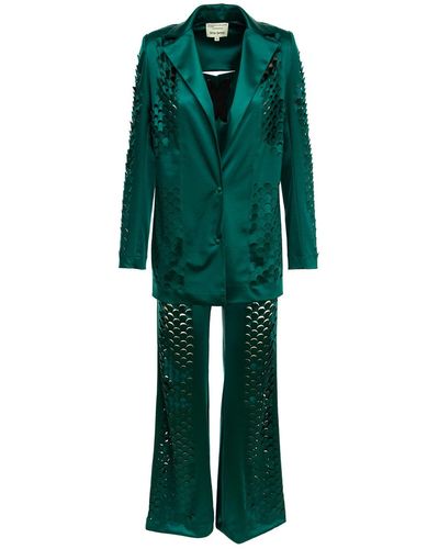 Silvia Serban Dragon Skin Laser Cut Suit - Green
