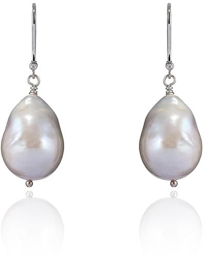 Kaizarin Large South Sea Pearl Drop Earring In White Gold - Metallic