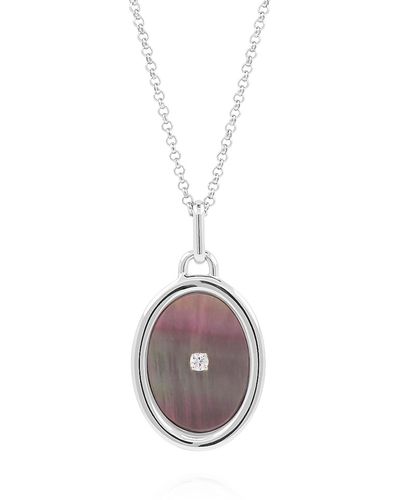 Cote Cache Mother Of Pearl Mirror Pendant Necklace - Metallic
