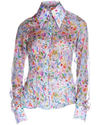 Sofia Tsereteli Chiffon Shirt In Watercolor - Multicolour