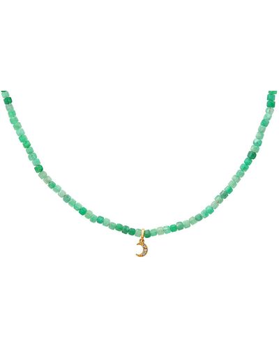 Soul Journey Jewelry Emerald Croissant De Lune Necklace - Metallic