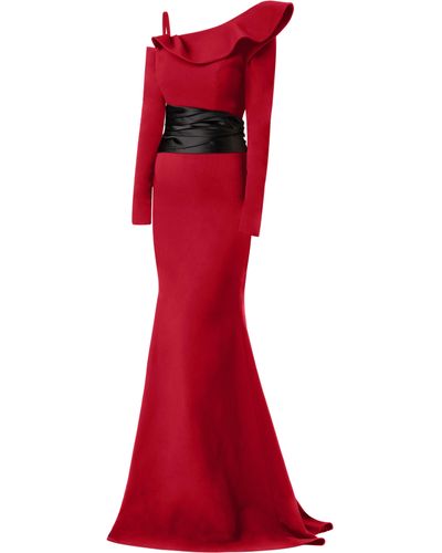 Tia Dorraine Magical Night Evening Dress With Satin Belt - Red