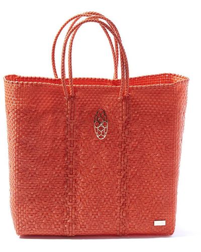 Lolas Bag Medium Orange Tote Bag - Red