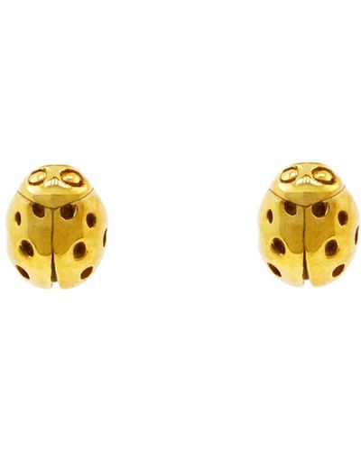 Lee Renee Ladybird Stud Earrings/wings Closed Gold - Metallic
