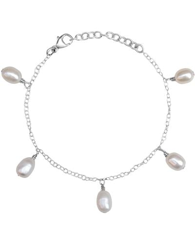 Kiri & Belle Annalise Pearl Drop Charm Sterling Bracelet - White