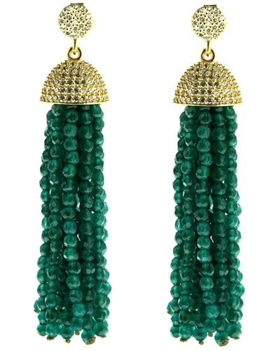 Cosanuova Sterling Silver Jade Tassel Earrings In Yellow - Metallic