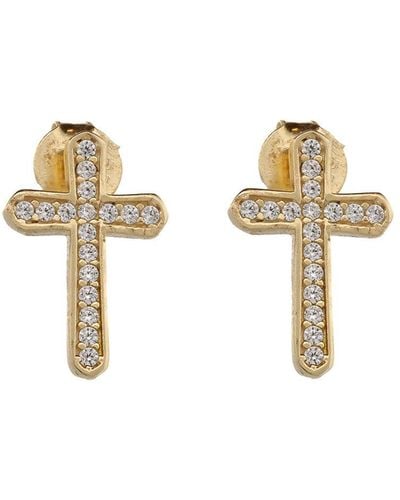 Ebru Jewelry & Diamond Cross Stud Earrings - Metallic