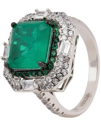 LÁTELITA London Rosalind Cocktail Ring Silver Colombian Emerald - Green