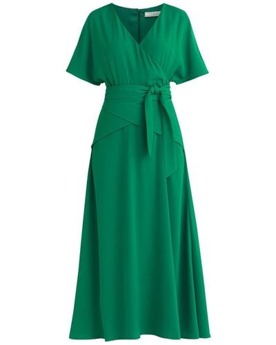 Paisie Bell Sleeve Maxi Dress In - Green