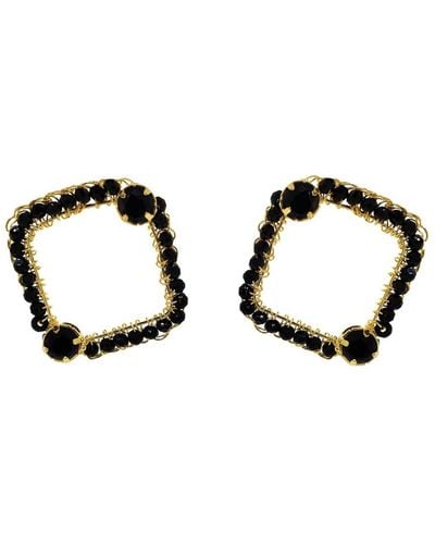 Lavish by Tricia Milaneze Black & Gold Prisma Maxi Square Posts Handmade Earrings