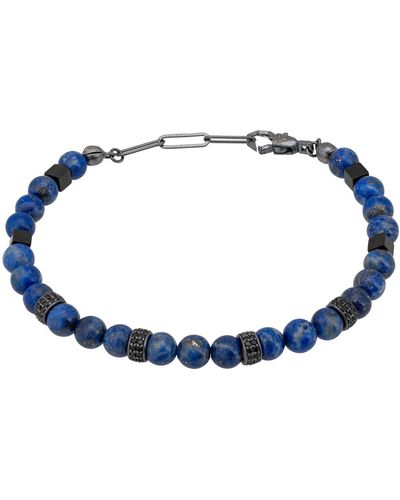 LÁTELITA London Beaded Bracelet Lapis Lazuli Silver Oxidised - Blue