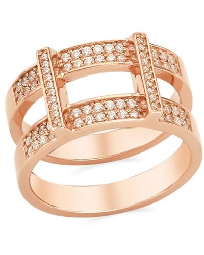 ille lan Rascas R1 Double Stacked Cubic Moderno Ring In 925 Silver - Metallic