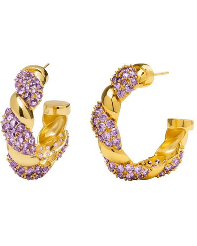 Lavani Jewels Purple & Gold Plated Paramount Hoops - Metallic