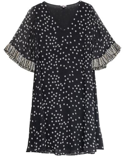 Niza Short Short Sleeve Dress With Polka Dots Print - Black