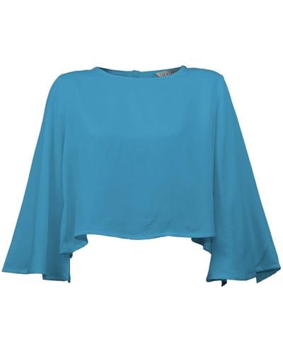 IMAIMA The Leyan Cropped Blouse In Canal - Blue