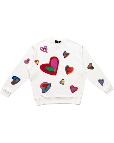 Quillattire 'lets Make Out' Love Heart Sweatshirt - White