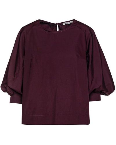 Conquista Wine Color Top With Bishop Sleeves By - Purple