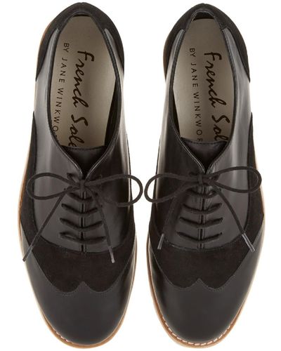 French Sole Brogues Suede And Leather - Black