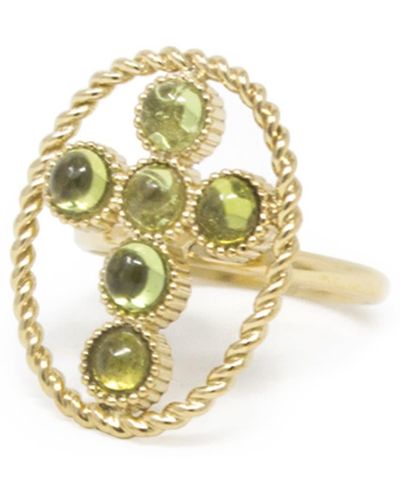 Vintouch Italy Hope Gold-plated Peridot Ring - Green