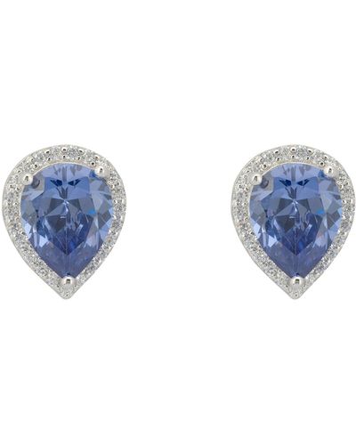 LÁTELITA London Theodora Tanzanite Teardrop Gemstone Stud Earrings Silver - Blue