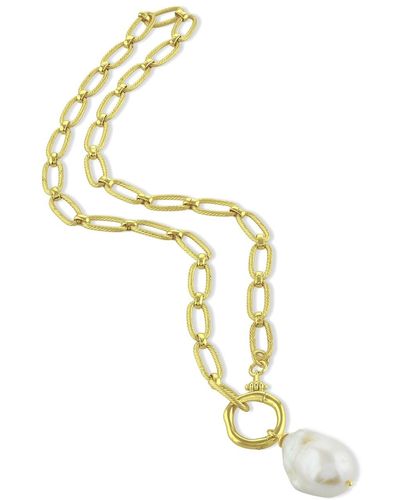 Arvino Baroque Pearl Textured Link Necklace Vermeil - Metallic