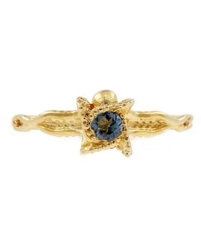 Lee Renee Octopus Blue Topaz Ring Gold - Yellow