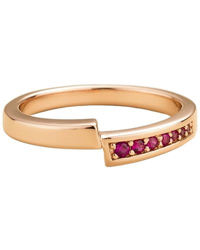 Juvetti Vero Ring In Ruby Set In Rose Gold - White