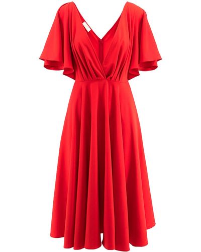 ROSERRY Florence Wrap Dress With Butterfly Sleeves In - Red