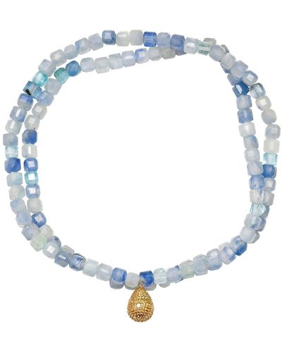 Soul Journey Jewelry Kyanite And Diamond Dewdrop Bracelet - Blue