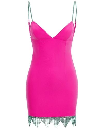 Nissa Embellished Trim Mini Dress Fucshia - Pink
