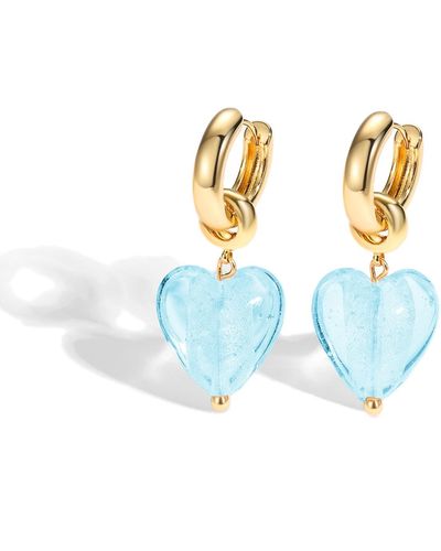 Classicharms Esmée Aquamarine Glaze Heart Dangle Earrings - Blue