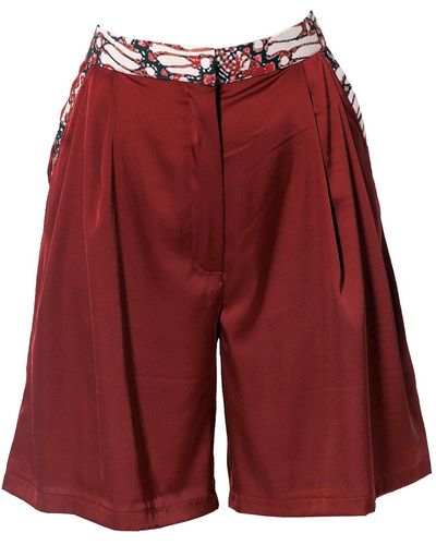 Maison Bogomil Classic Bermuda Shorts With Elegant Tucks And Italianpockets - Red