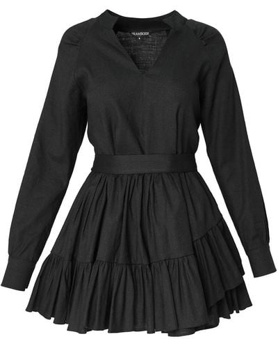 Framboise Anna Mini Linen Dress - Black
