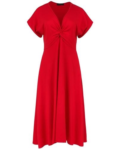 Conquista Knot Detail Midi Dress - Red