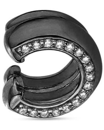 SALLY SKOUFIS Luna Alchemy Ear Cuff With Made White Diamonds In Premium Black Rhodium