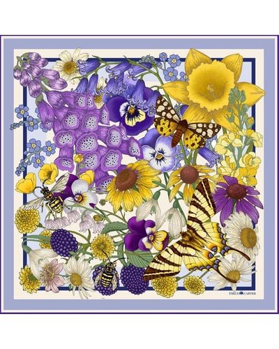 Emily Carter The Wild Flower Silk Neckerchief - Purple