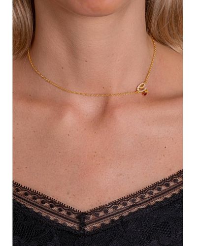 Lavani Jewels Zircon "e" Initial Necklace - Brown