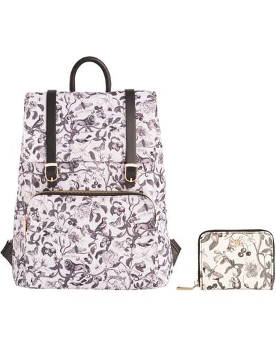 Fable England Fable Tree Of Life Monochrome Backpack And Purse - White