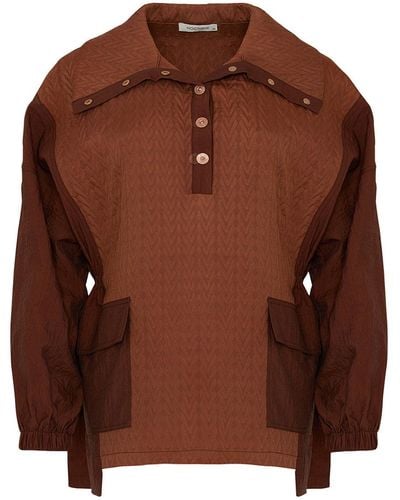 Nocturne Oversized Quilted Sweatshirt - Brown