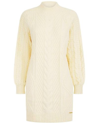 Hortons England Woodstock Cable Knit Sweater Dress - Natural