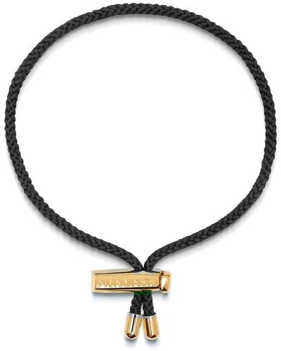 Nialaya Black String Bracelet With Adjustable Lock - Brown
