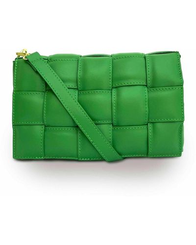 Apatchy London Bottega Padded Woven Leather Crossbody Bag - Green