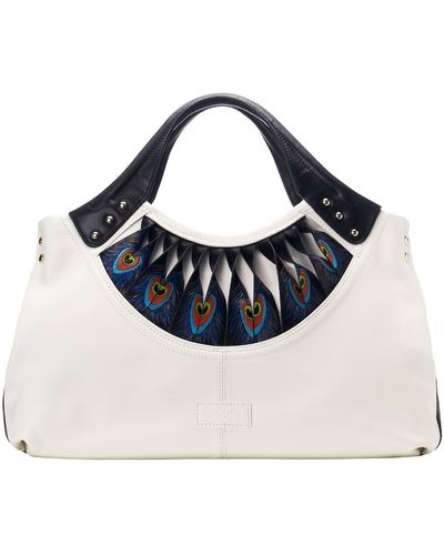 Bellorita Feather Tote Leather Bag - Blue