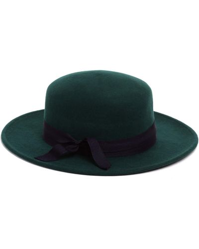 Justine Hats Dark Felt Boater Hat - Green
