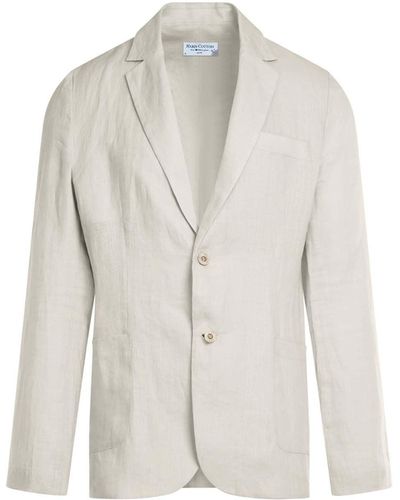 Haris Cotton Neutrals Classic Linen Jacket - White